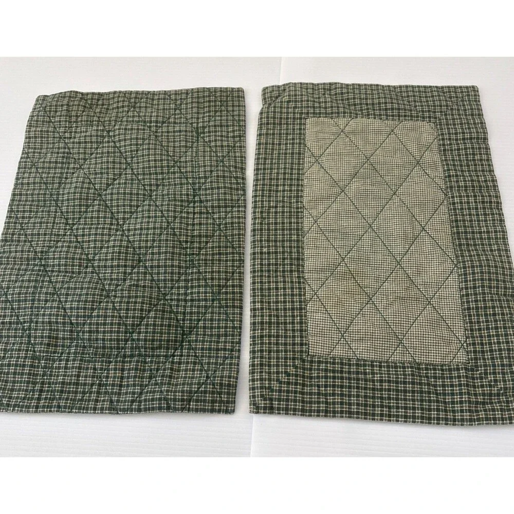 Green Gingham Check Diamond Quilted Placemats Cottagecore Farmhouse Decor